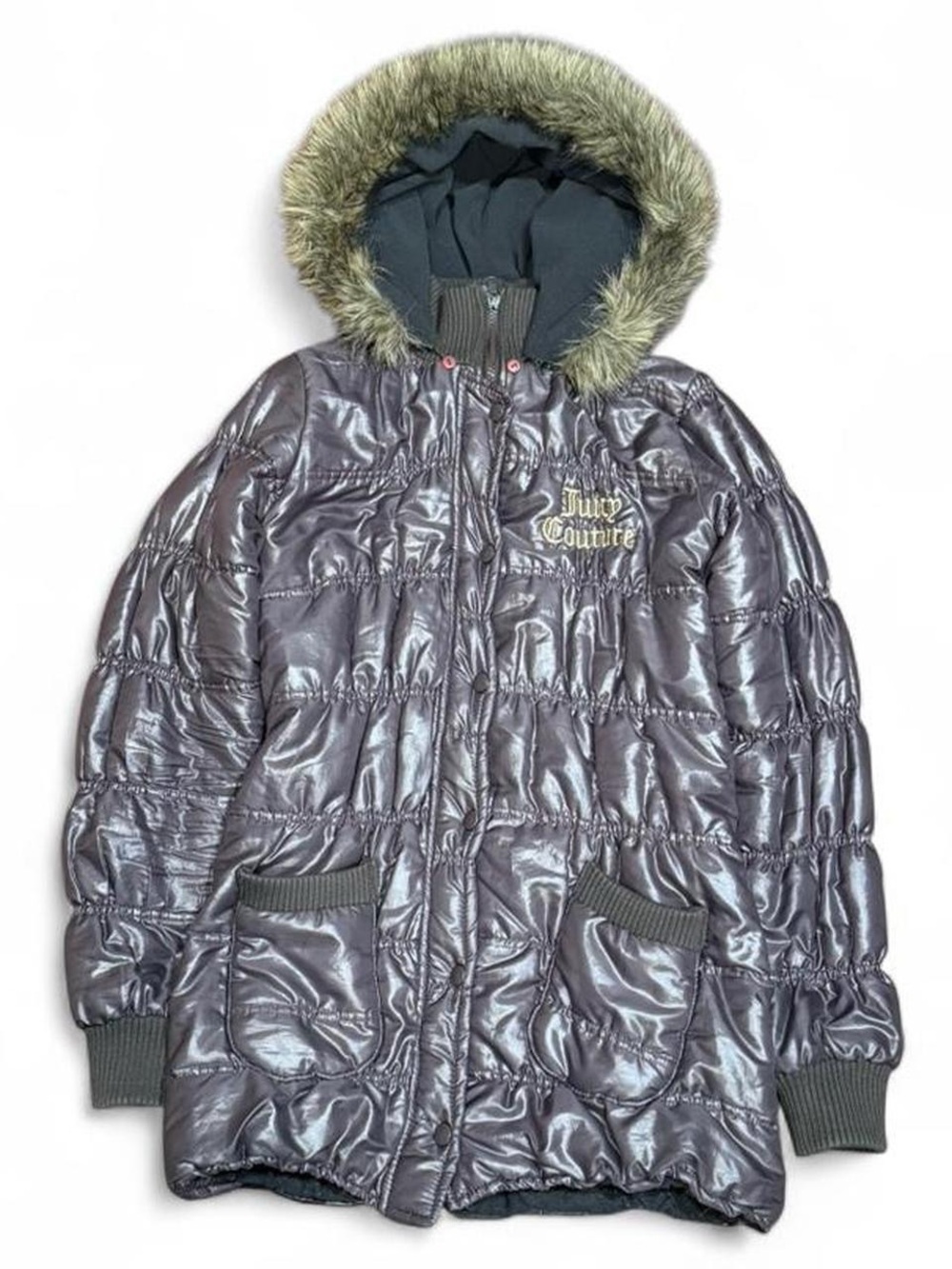 Y2K Juicy Couture Faux Fur Hooded Parka Puffer Jacket